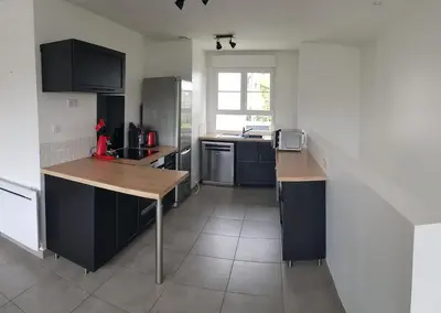 Cuisine ou kitchenette dans l'établissement La Patalisse, maison type 3 et jardin