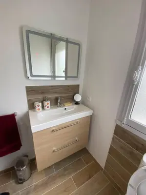 Salle de bains dans l'établissement Studio lumineux de 35m2 au cœur de Solesmes