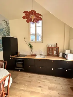 Cuisine ou kitchenette dans l'établissement Jolie maison avec jardin proche du centre ville mais au calme comme à la campagne