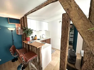 Cuisine ou kitchenette dans l'établissement Appartement Vieux Mans