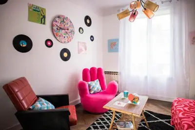 Coin salon dans l'établissement The Vintage Bed and Broc'