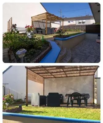 Jardin de l'établissement 2 chambres privatives avec Sdb proche circuit