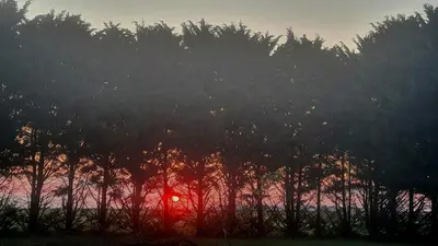 Lever ou coucher de soleil vu de la maison de vacances ou à proximité