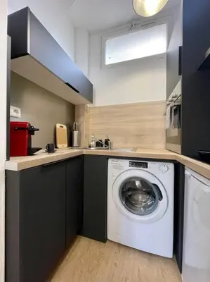 Cuisine ou kitchenette dans l'établissement Le New York Appart' T1 Bis au centre du MANS