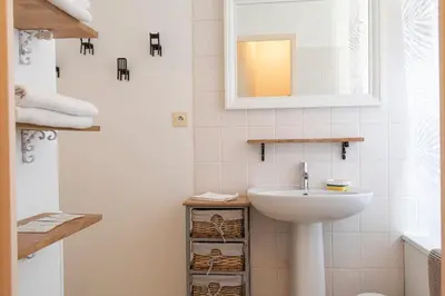 Salle de bains dans l'établissement Charmant appartement - 5 mn Zoo de Beauval 4p