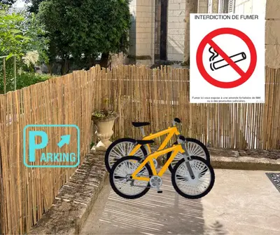Vélo sur le terrain de l'établissement Le gargantua, appartement à 500m du château ou dans les environs