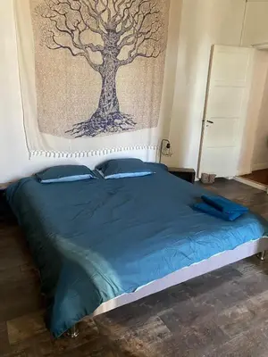 Un ou plusieurs lits dans un hébergement de l'établissement Maison typique Maillé