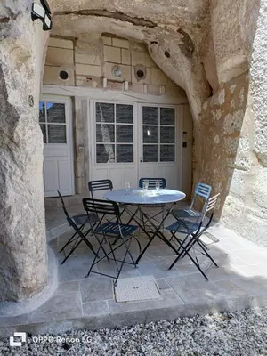 Terrasse ou espace extérieur de l'établissement La troglodyte fantastique Lochoise