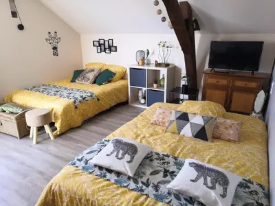 Un ou plusieurs lits dans un hébergement de l'établissement Studio proche zoo de la Flèche