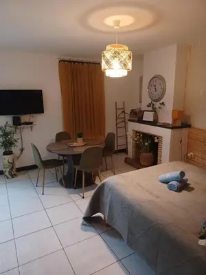 Télévision ou salle de divertissement dans l'établissement Le Refuge