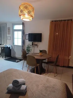Télévision ou salle de divertissement dans l'établissement Le Refuge
