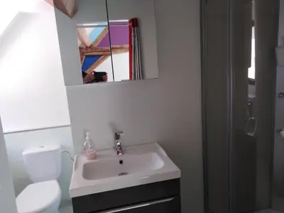 Salle de bains dans l'établissement Gîte mon p'ti bout