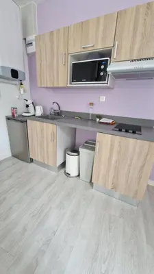 Cuisine ou kitchenette dans l'établissement Charmant studio centre de Bourgueil
