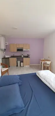Cuisine ou kitchenette dans l'établissement Charmant studio centre de Bourgueil