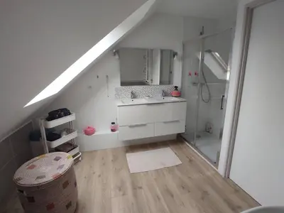 Salle de bains dans l'établissement Le havre du grand cèdre
