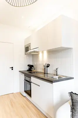Cuisine ou kitchenette dans l'établissement Le moderne - Beau T2 - Belle vue sur les quais - Centre - Tram