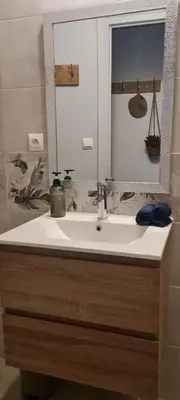 Salle de bains dans l'établissement Studio 4 personnes aux pieds du château de Blois avec expérience de dormir sous les aurores boréales