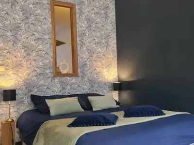 Un ou plusieurs lits dans un hébergement de l'établissement Studio 4 personnes aux pieds du château de Blois avec expérience de dormir sous les aurores boréales