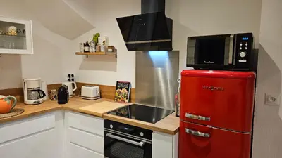 Cuisine ou kitchenette dans l'établissement Duplex élégant Tours quais de Loire