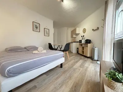 Un ou plusieurs lits dans un hébergement de l'établissement La Loge - Studio - Centre - 2 pers