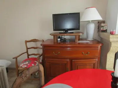 Télévision ou salle de divertissement dans l'établissement la maisonnette du peu-morier