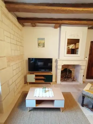Télévision ou salle de divertissement dans l'établissement Gîte avec vue sur l'Indre