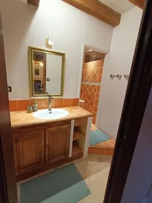 Salle de bains dans l'établissement Gîte avec vue sur l'Indre
