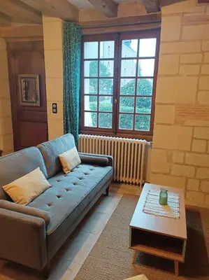 Coin salon dans l'établissement Gîte avec vue sur l'Indre