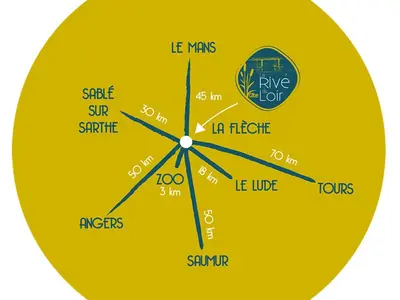 Plan de l'établissement Maison de charme en bord du Loir, 6-8 pers, proche Zoo de La Flèche, piscine à venir, parking inclus - FR-1-410-429