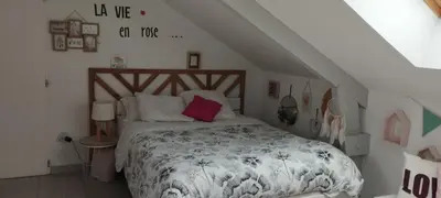 Un ou plusieurs lits dans un hébergement de l'établissement Chambres dans maison campagne circuit LE MANS