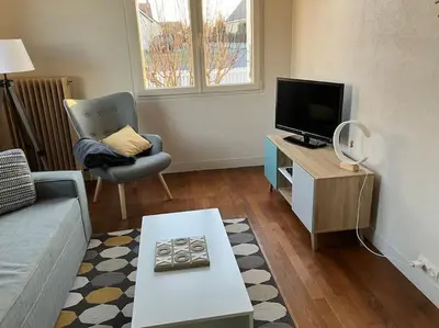 Télévision ou salle de divertissement dans l'établissement Maison calme entre Loire et Châteaux.