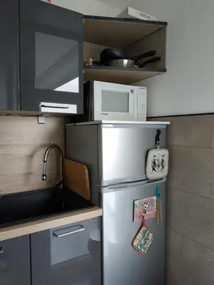 Cuisine ou kitchenette dans l'établissement Grand studio idéalement situé