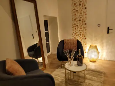 Coin salon dans l'établissement Gîte 5 étoiles Romantique Chic