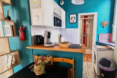 Cuisine ou kitchenette dans l'établissement L'Ocean Appartement lumineux centre Blois