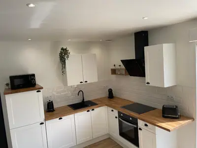 Cuisine ou kitchenette dans l'établissement Gîte la Chotinière