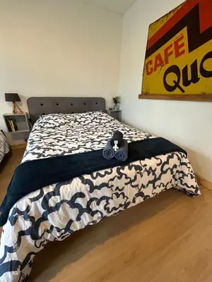 Un ou plusieurs lits dans un hébergement de l'établissement Studio proche Beauval et Châteaux de la Loire