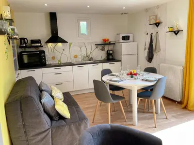 Cuisine ou kitchenette dans l'établissement Charmant gîte tout équipé avec jardin et activités pour enfants près d'Amboise. - FR-1-381-573