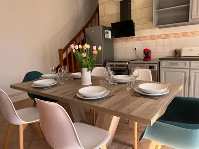 Cuisine ou kitchenette dans l'établissement Chez Riton - Château de Thésée