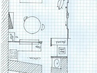 Plan de l'établissement Chaleureux studio avec jardin commun et parking, idéal pour un couple face à l'Abbaye de Pontlevoy - FR-1-491-363