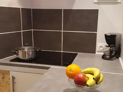 Cuisine ou kitchenette dans l'établissement Chaleureux studio avec jardin commun et parking, idéal pour un couple face à l'Abbaye de Pontlevoy - FR-1-491-363