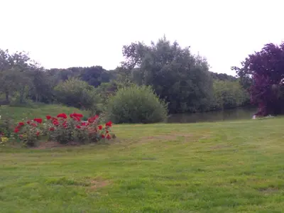 Jardin de l'établissement Gîte spacieux avec cheminée et salle de jeux - FR-1-491-442