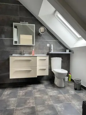 Salle de bains dans l'établissement Les Jardins d Isaac rue de la Musardière