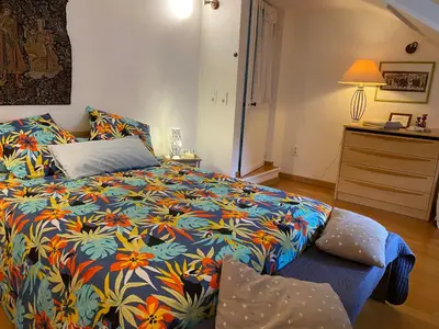 Un ou plusieurs lits dans un hébergement de l'établissement Chambres de la Choisille à Fondettes st Cyr Tours