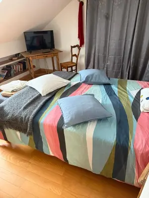 Un ou plusieurs lits dans un hébergement de l'établissement Chambres de la Choisille à Fondettes st Cyr Tours