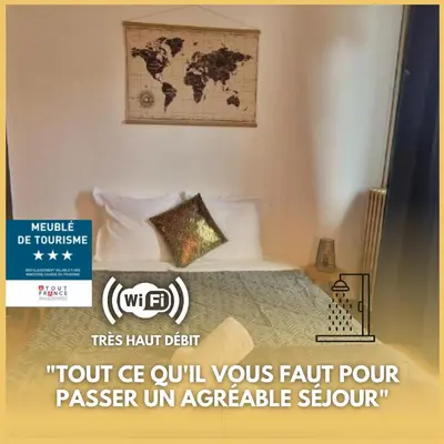 Un ou plusieurs lits dans un hébergement de l'établissement Suite des Lices à 2 minutes de la Gare- Chateau de blois - Suite des Lices 2 minutes from train station - Chateau de Blois
