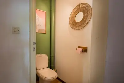 Salle de bains dans l'établissement Les maudines