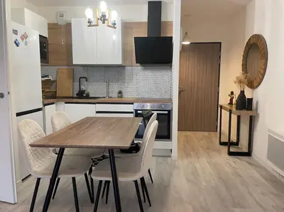 Cuisine ou kitchenette dans l'établissement Appartement 24h du Mans