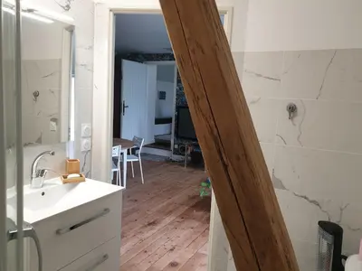 Salle de bains dans l'établissement L 'appartement du Rocher