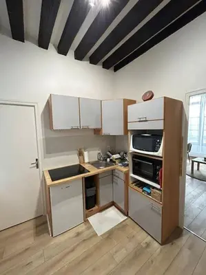 Cuisine ou kitchenette dans l'établissement Charmant studio en hyper-centre de Blois