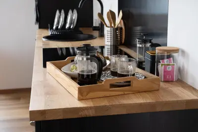 Cuisine ou kitchenette dans l'établissement Immeuble H4 - cozy & comfortable stay